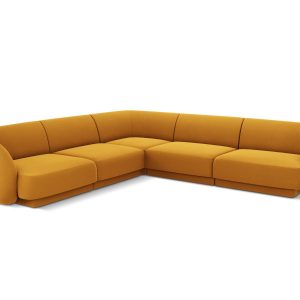 Micadoni Symmetrische hoekbank Miley 5-zits, flueel, geel – 255x255x70 Micadoni Symmetrische hoekbank Miley 5-zits, flueel, geel – 255x255x70