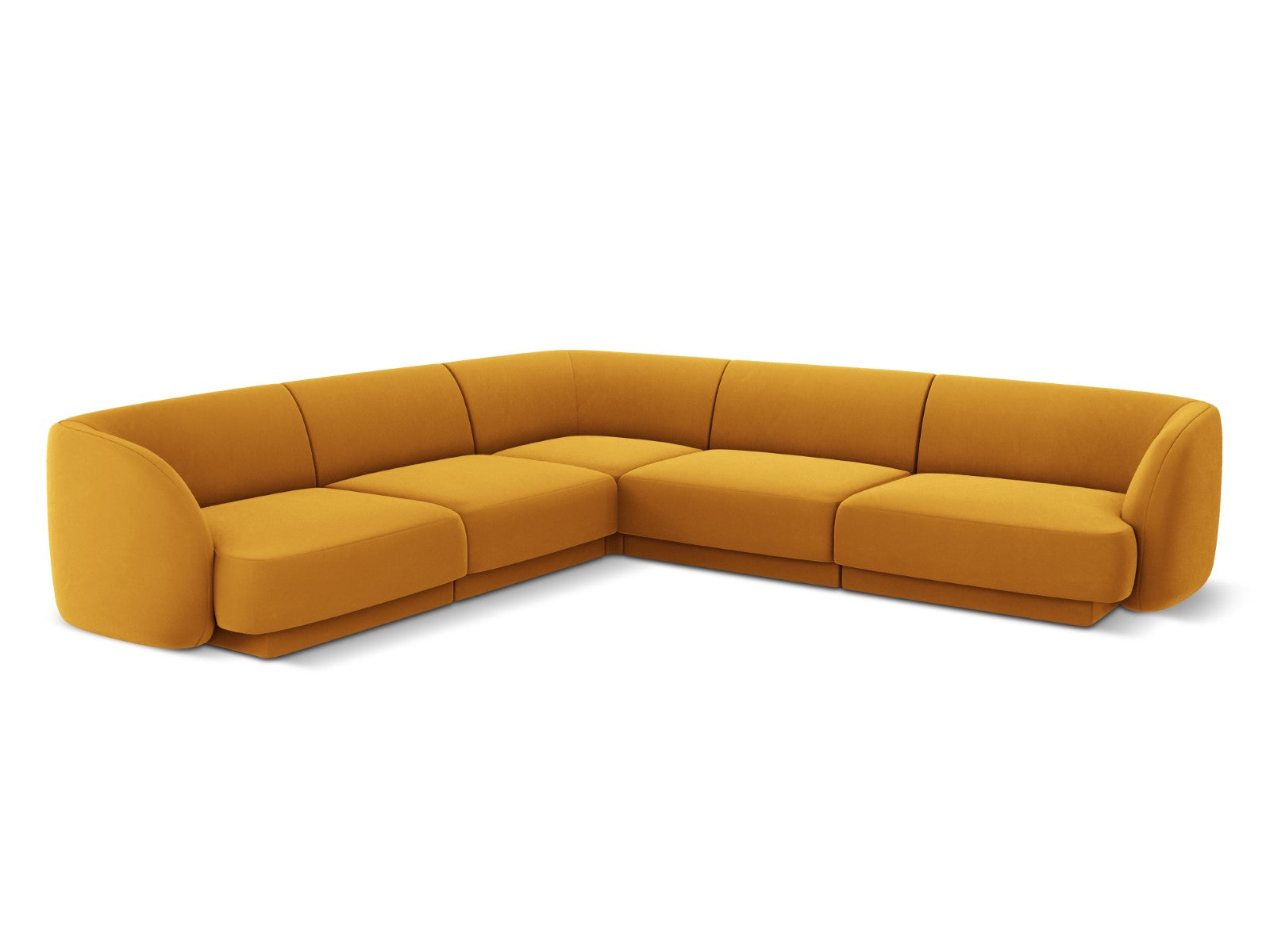 Micadoni Symmetrische hoekbank Miley 5-zits, flueel, geel - 255x255x70