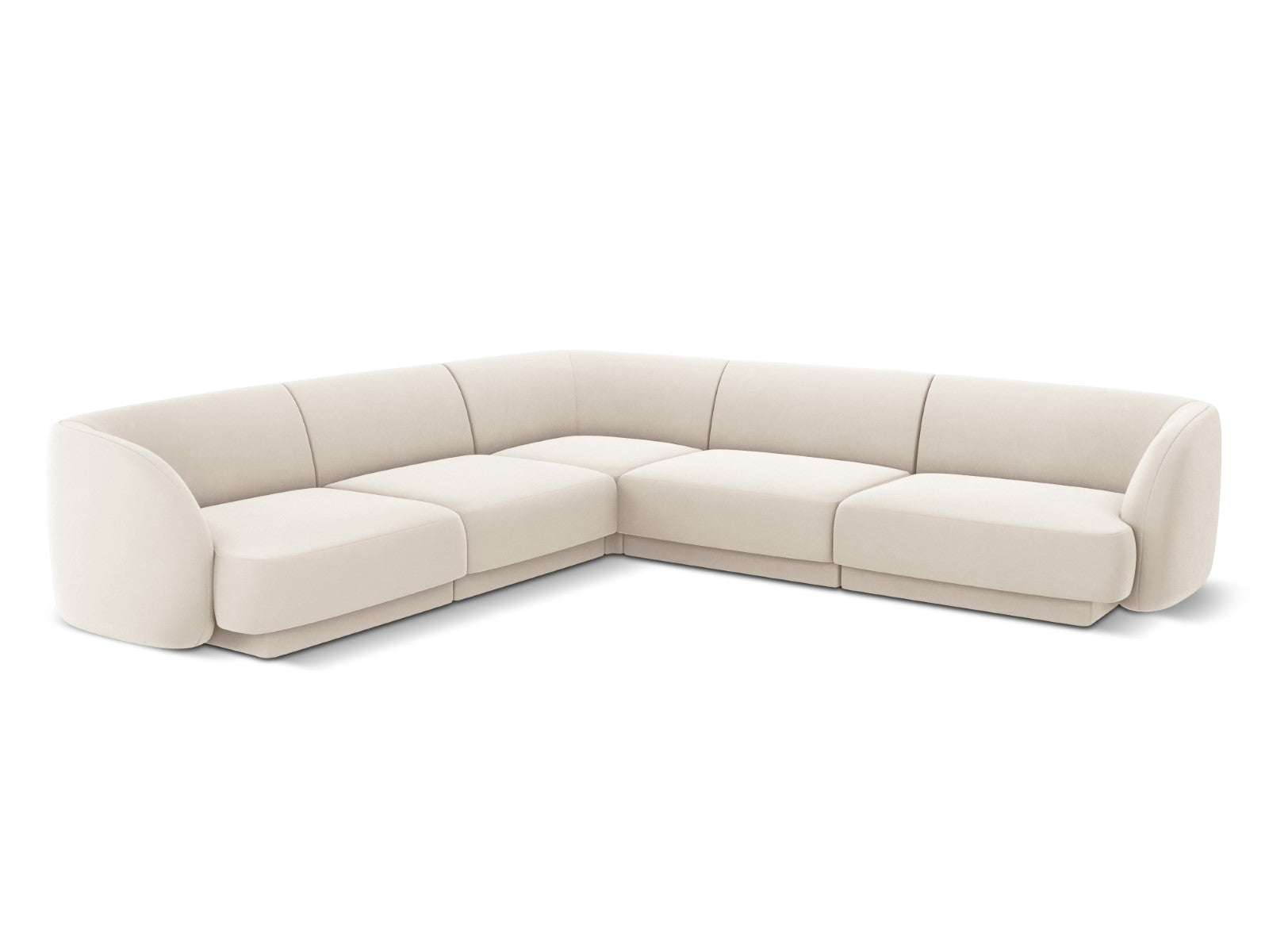 Micadoni Symmetrische hoekbank Miley 5-zits, flueel, lichtbeige - 255x