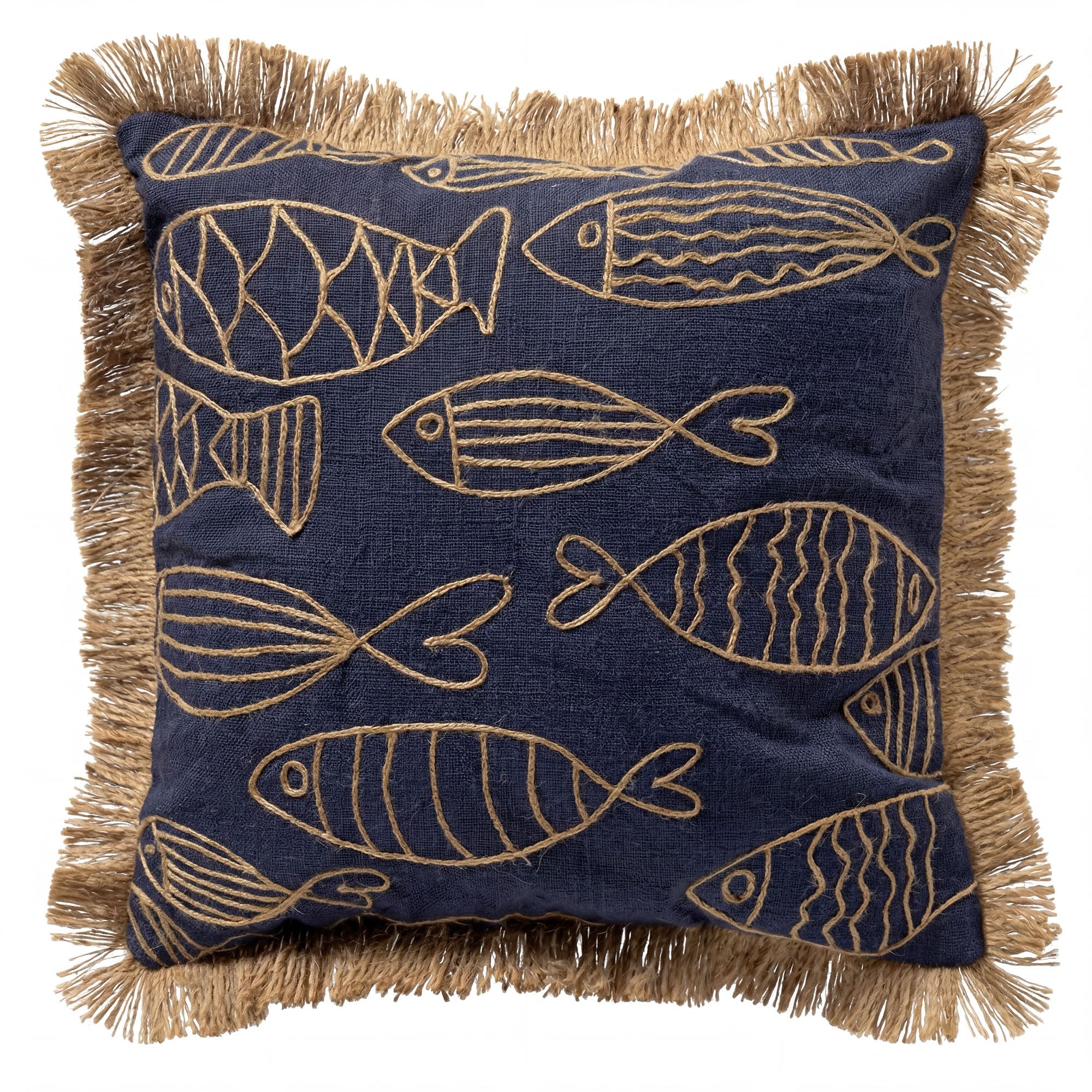 NEMO - sierkussen 45x45 cm - gerecycled - jute franjes - Spellbound -