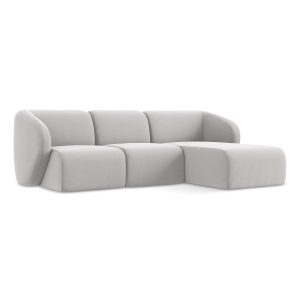 LaMiaSofa hoekbank rechts Cervo – velours – zilver – 248x166x84 LaMiaSofa hoekbank rechts Cervo – velours – zilver – 248x166x84
