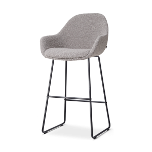 Nolon Nino-Mae Barkruk Bouclé Taupe – met Armleuning – Zwart – 75 cm