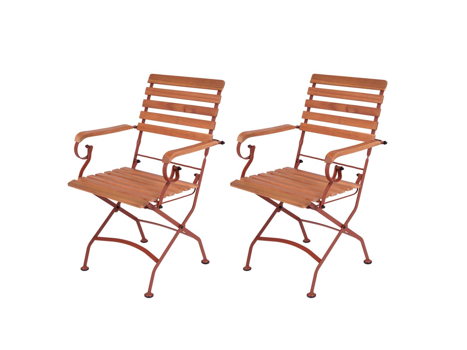 MaximaVida inklapbare tuinstoel Toscana met armleuning roestbruin 2 st