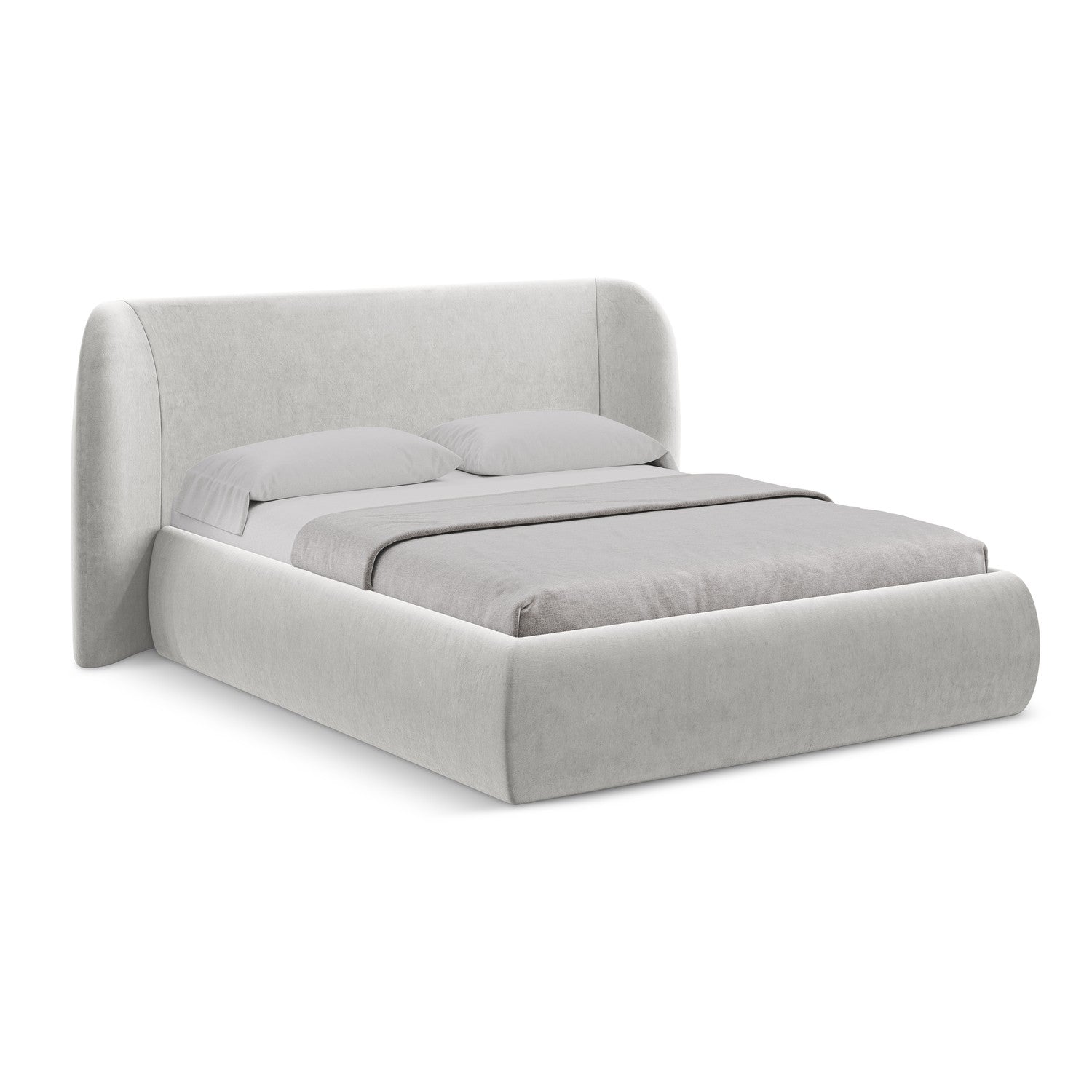 LaMiaSofa Bed met opbergruimte Trieste - velours - zilver - 190x215x11