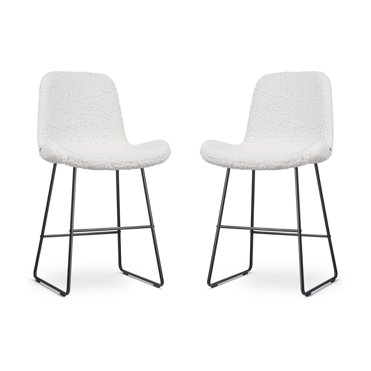 Nolon Nino-Fé Barkrukken Set van 2 - Teddy Wit - Zwart - 65 cm
