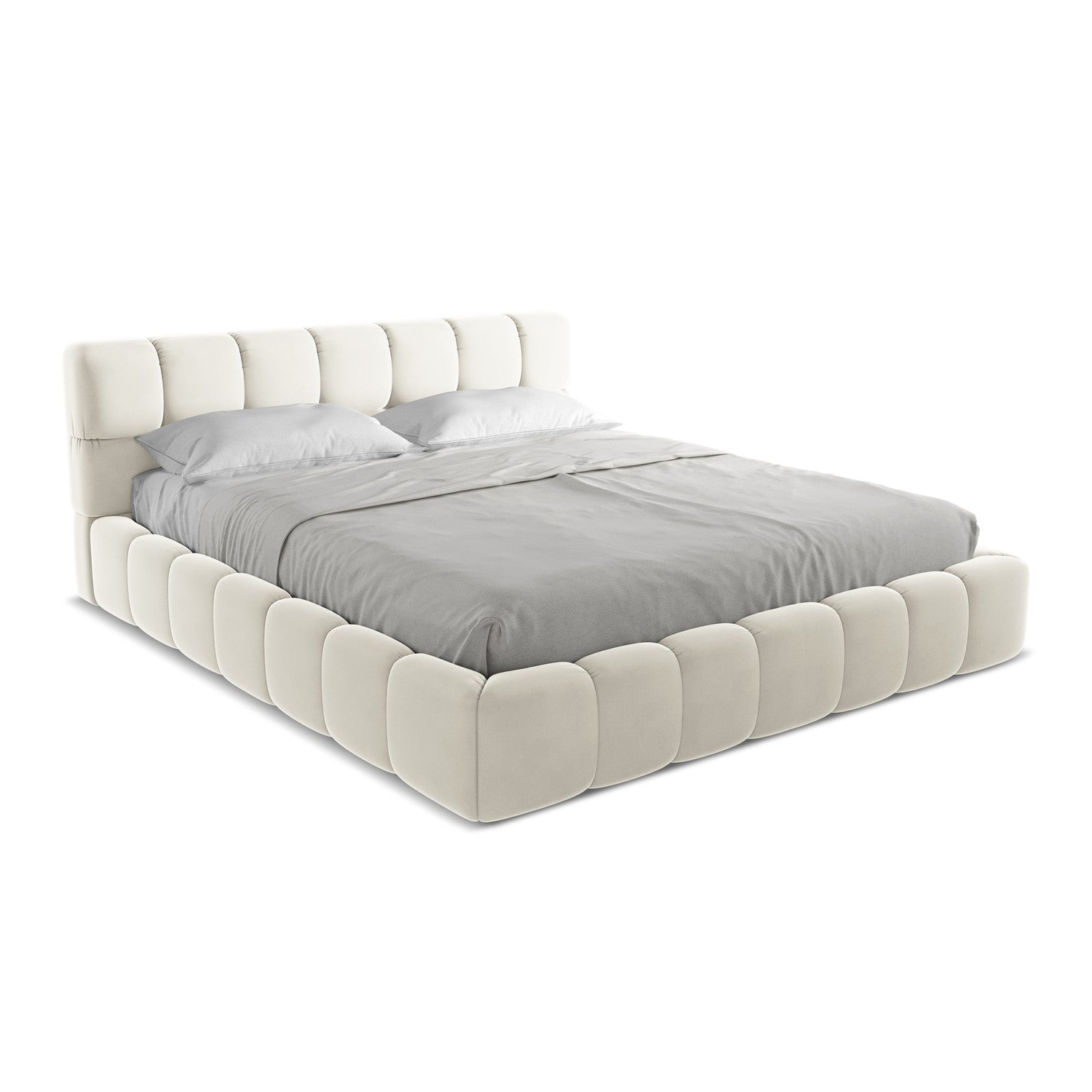 LaMiaSofa Bed met opbergruimte Roma - velours - lichtbeige - 200x228x8