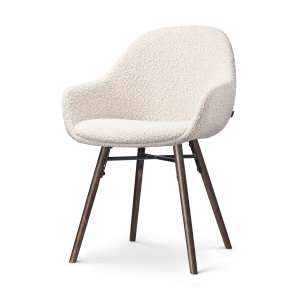 Nolon Nena-Mae Eetkamerstoel Bouclé Beige – Armleuning – Walnoot Nolon Nena-Mae Eetkamerstoel Bouclé Beige – Armleuning – Walnoot