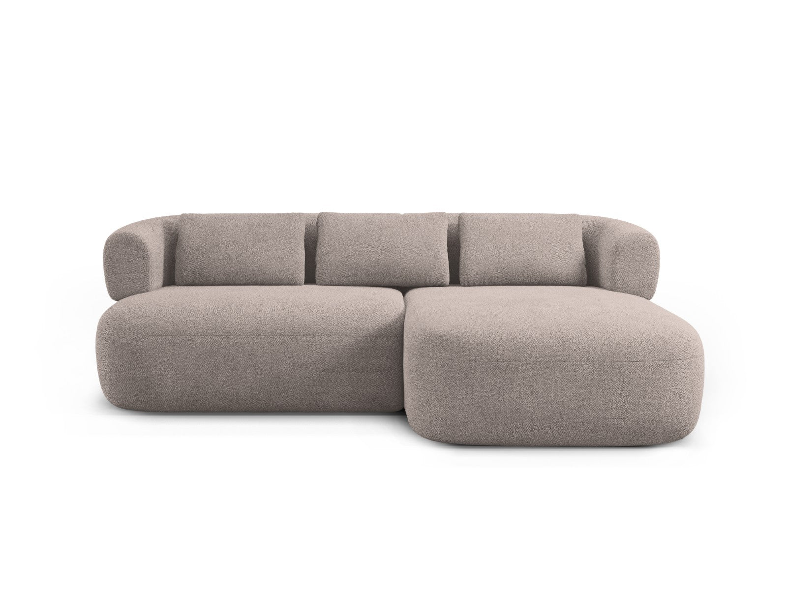 Micadoni rechter hoekbank Jenny 5-zits, boucle lichtbruin - 145x200x73