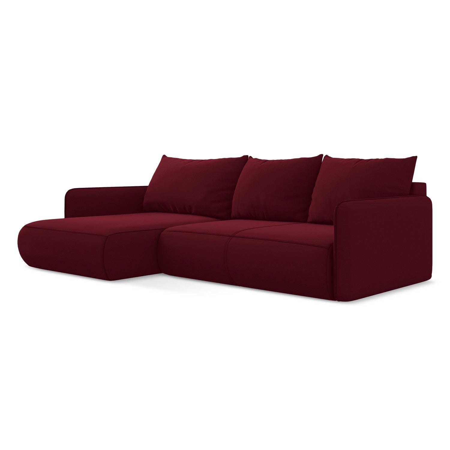 LaMiaSofa hoekbank links Palermo - velours - bourgondië - 240x148x86
