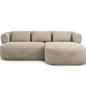 Micadoni rechter hoekbank Jenny 5-zits, flueel beige – 145x200x73cm Micadoni rechter hoekbank Jenny 5-zits, flueel beige – 145x200x73cm