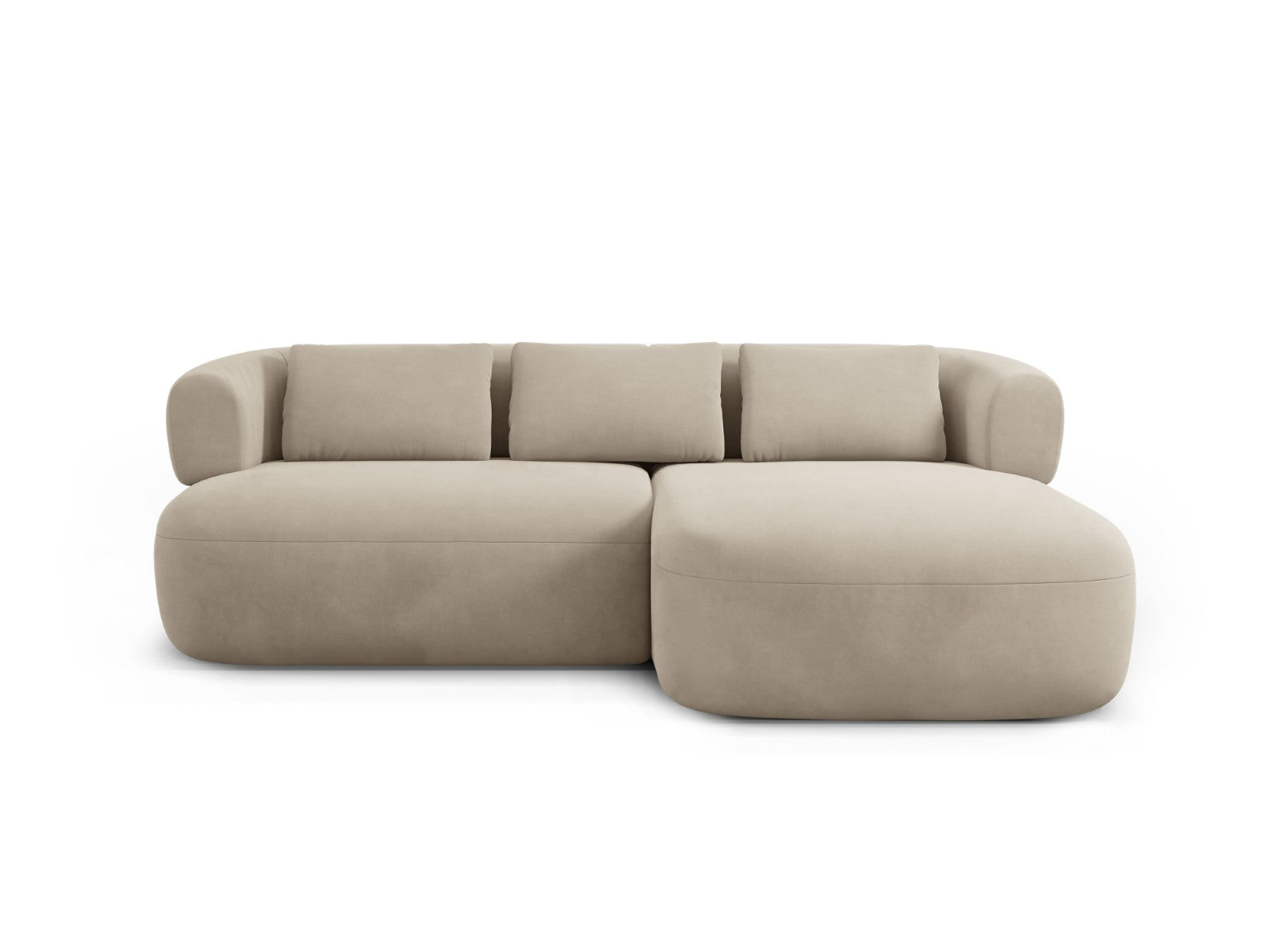 Micadoni rechter hoekbank Jenny 5-zits, flueel beige - 145x200x73cm