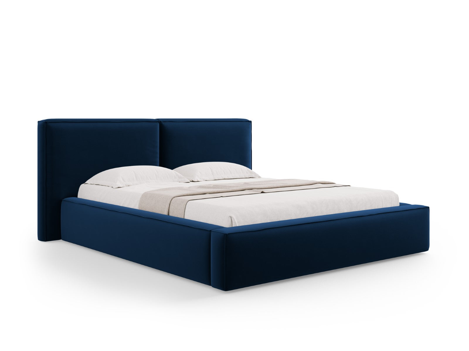 Micadoni Opbergbed met hoofdeinde Jodie 160x200cm, flueel, koningsblau