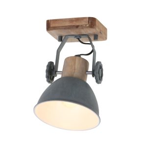 Mexlite spot gearwood – 1 lichts – 15x 17 cm – grijs Mexlite spot gearwood – 1 lichts – 15x 17 cm – grijs