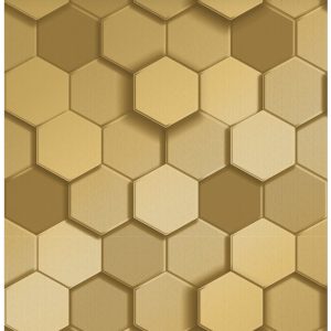 Origin Wallcoverings behang 3d hexagon motief goud – 53 cm x 10.05 m – Origin Wallcoverings behang 3d hexagon motief goud – 53 cm x 10.05 m –