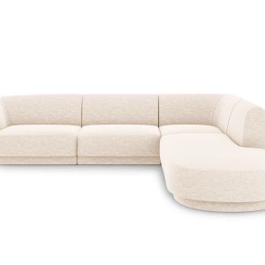 Micadoni rechter hoekbank Miley 6-zits, structurele stof ivoor – 248×2