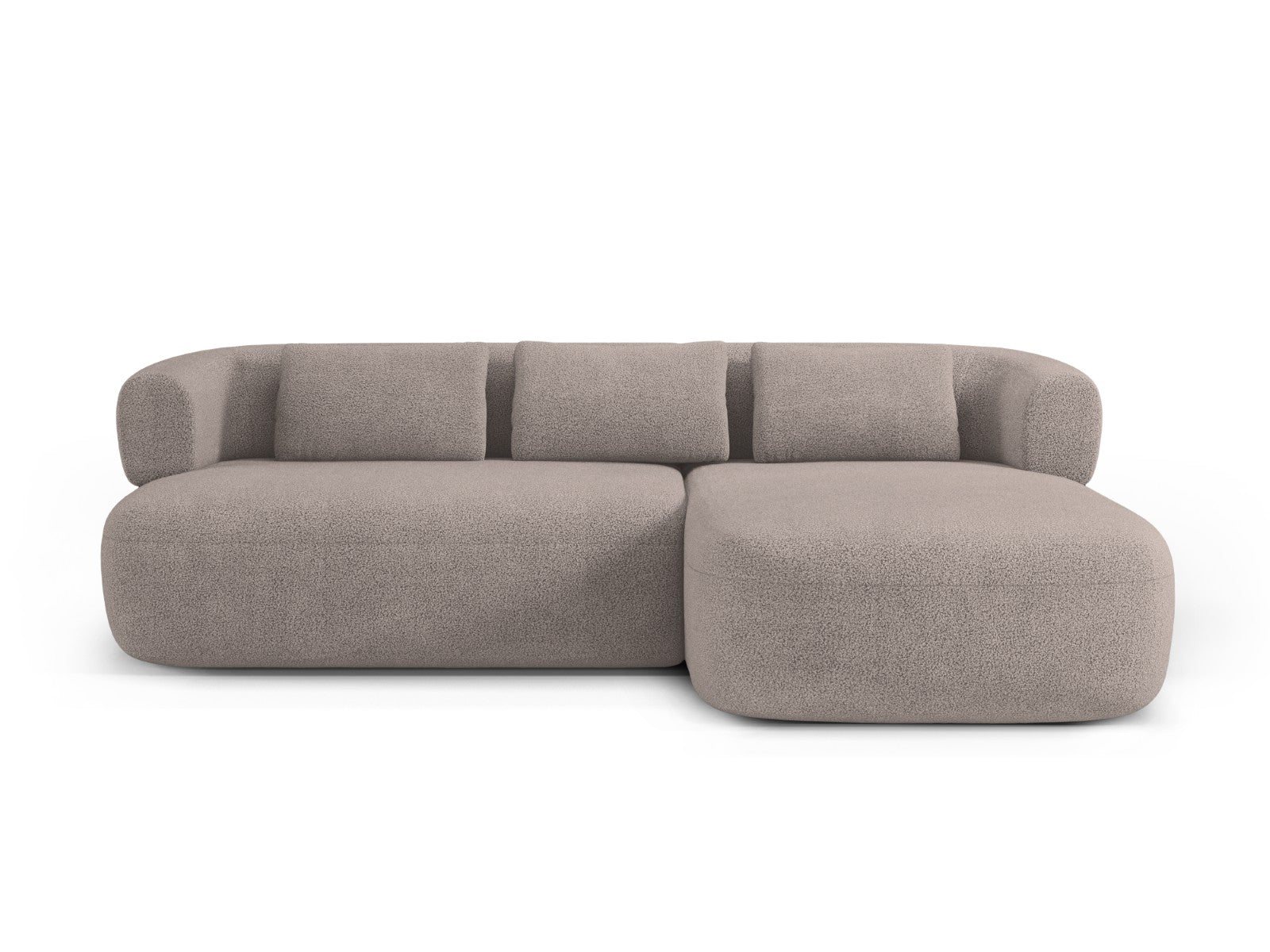 Micadoni rechter hoekbank Jenny 5-zits, boucle lichtbruin - 145x225x73