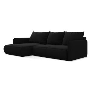 LaMiaSofa hoekbank links Palermo – velours – zwart – 240x148x86