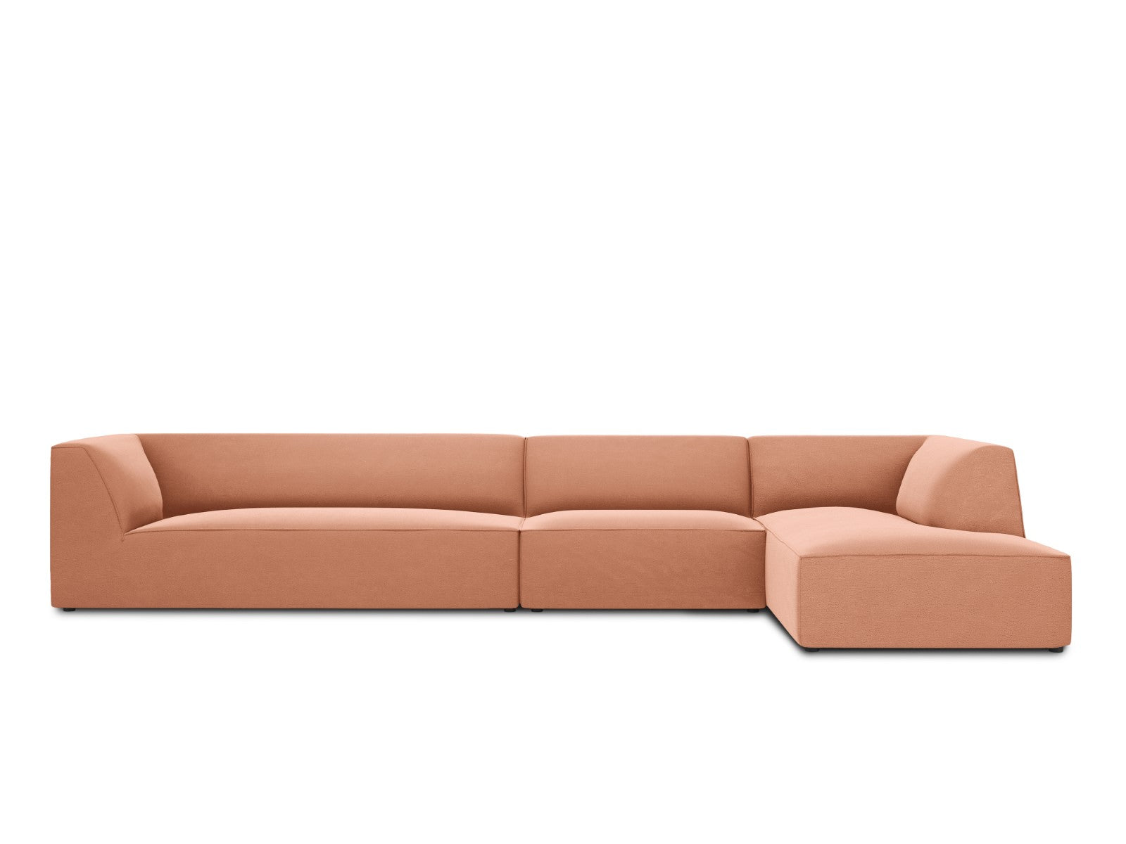 Micadoni rechter hoekbank Ruby 5-zits, flueel, roze - 180x366x69cm