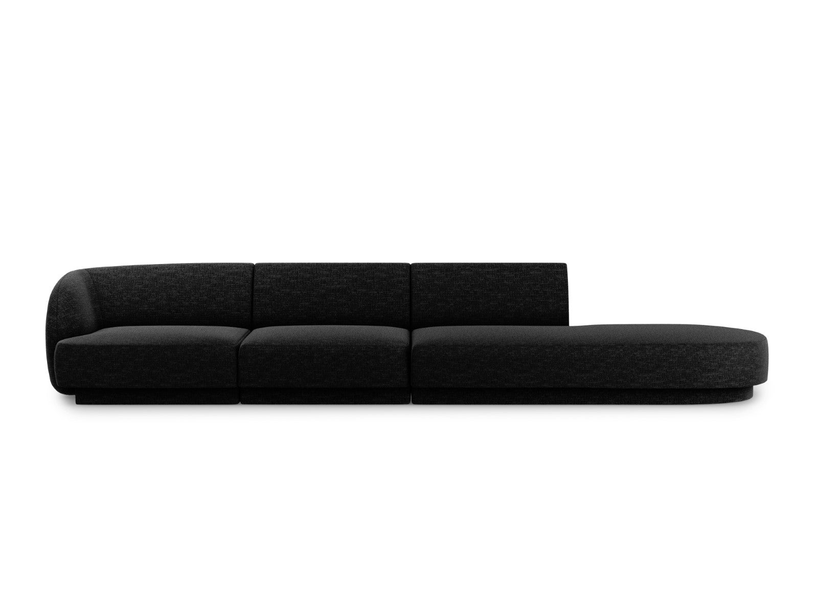Micadoni Rechte bank Miley 4-zits, chenille, zwart - 90x323x70cm