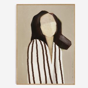My Deer Art Shop – Art Print – Lady in Stripes (brown) – Katoenpapier