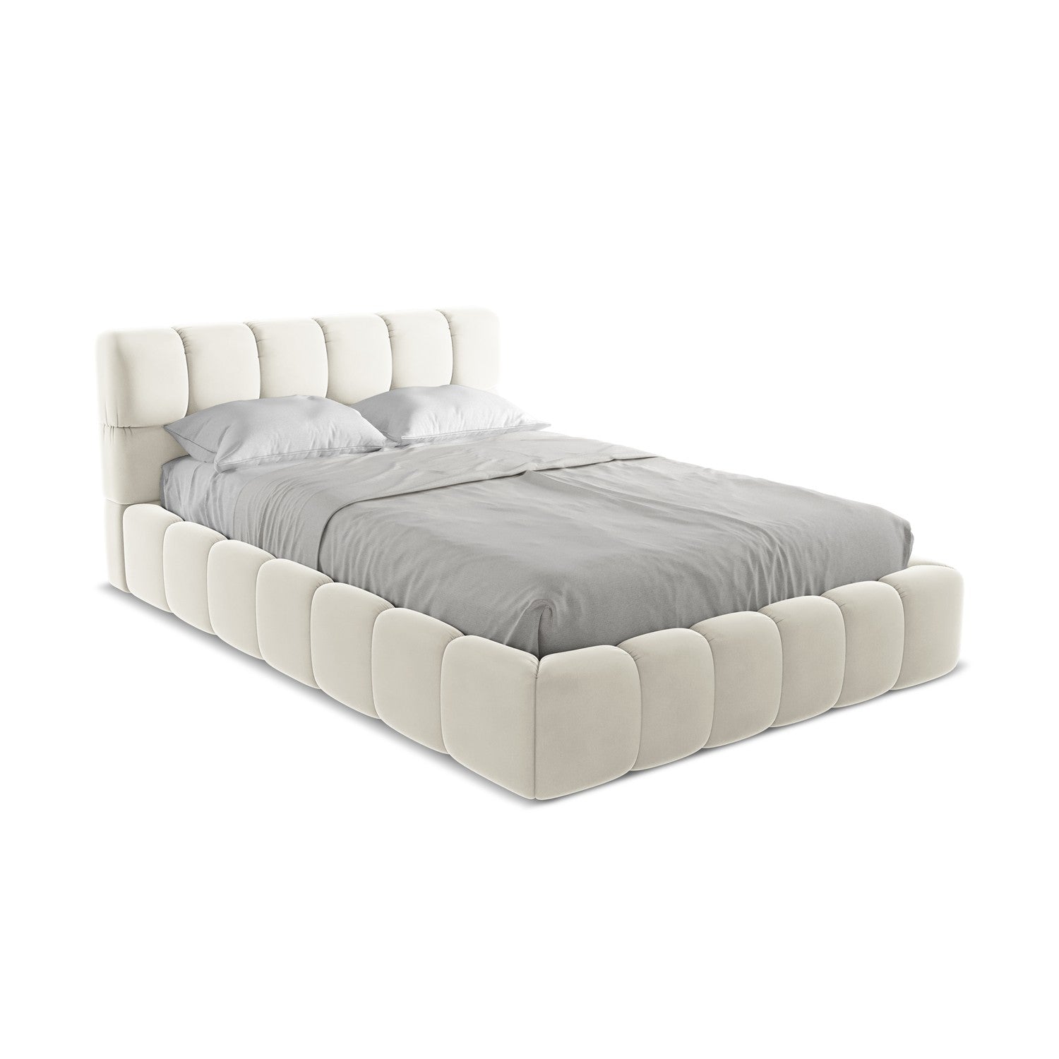 LaMiaSofa Bed met opbergruimte Roma - velours - lichtbeige - 160x228x8