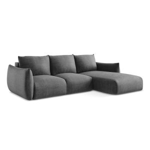 LaMiaSofa hoekbank rechts Savona – textuurstof – donkergrijs – 242×162