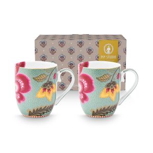 Pip Studio Mokken – Blooming Tales – Lichtblauw – 200ml – Set van 2 Pip Studio Mokken – Blooming Tales – Lichtblauw – 200ml – Set van 2