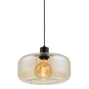 Lighto | Art deco hanglamp zwart met amber glas | Velo Lighto | Art deco hanglamp zwart met amber glas | Velo