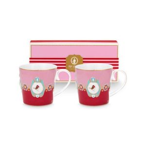 Pip Studio Mokken – Love Birds Medallion – Rood Roze – 300ml – Set van