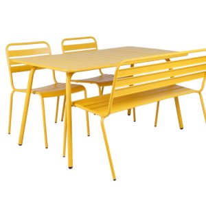 MaximaVida metalen tuinset Max okergeel 150 cm – 1 tafel met 2 stoelen MaximaVida metalen tuinset Max okergeel 150 cm – 1 tafel met 2 stoelen
