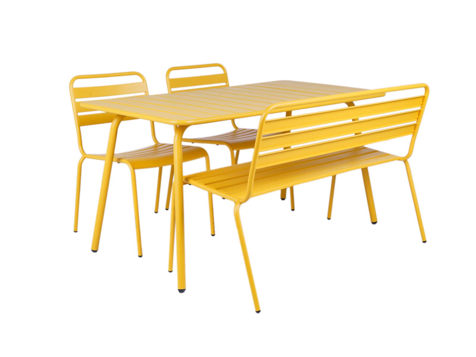 MaximaVida metalen tuinset Max okergeel 150 cm – 1 tafel met 2 stoelen