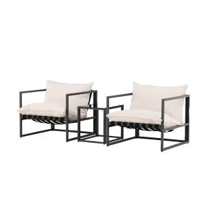 Nest outdoor Ebba Loungeset 3 Delig Met Zitkussens – Zwart Nest outdoor Ebba Loungeset 3 Delig Met Zitkussens – Zwart