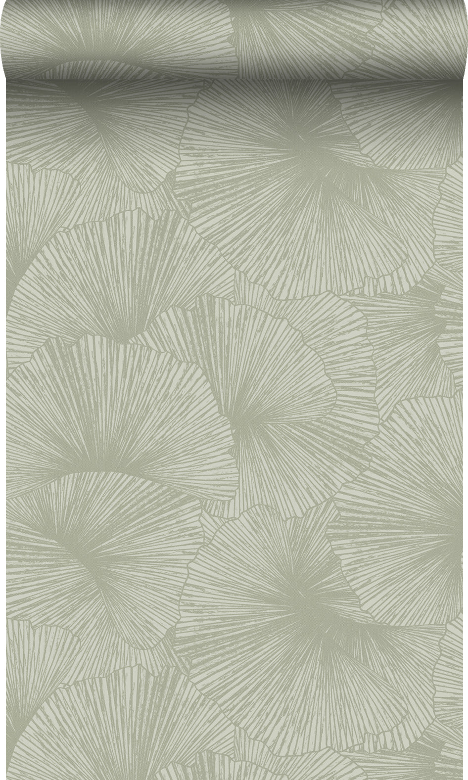 Origin Wallcoverings behang 3D-motief bladeren vergrijsd groen - 53 cm