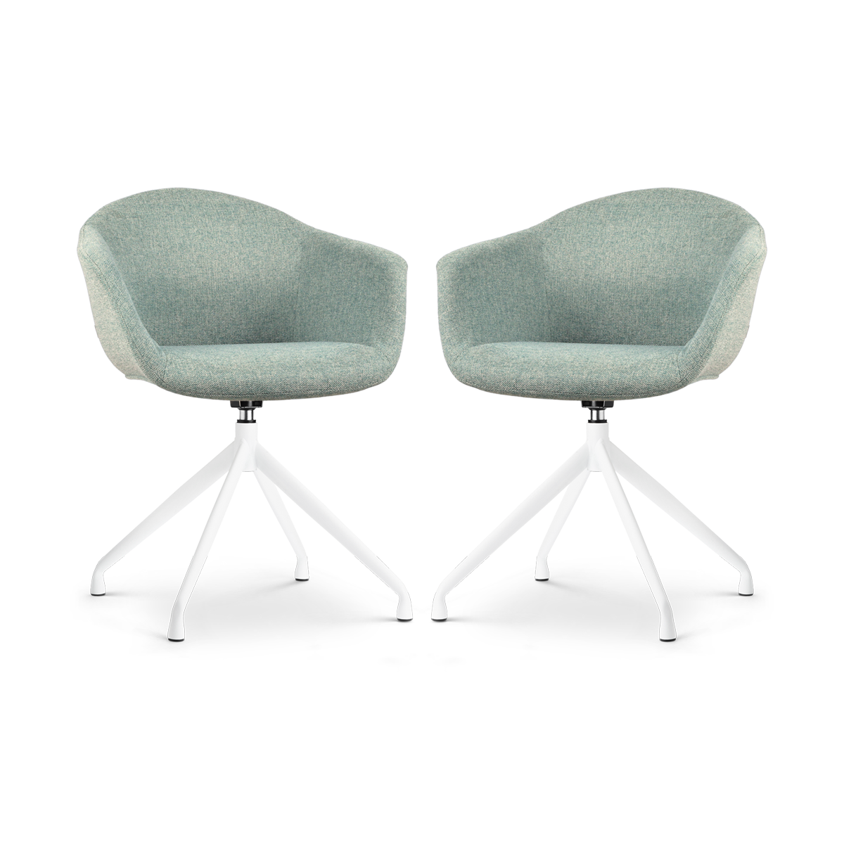 Nolon Nola-Otis Draaibare Eetkamerstoelen Set - Zacht Groen - Wit