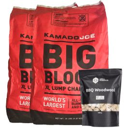 2 zakken Kamado Joe Big Block houtskool en aanmaakwokkels