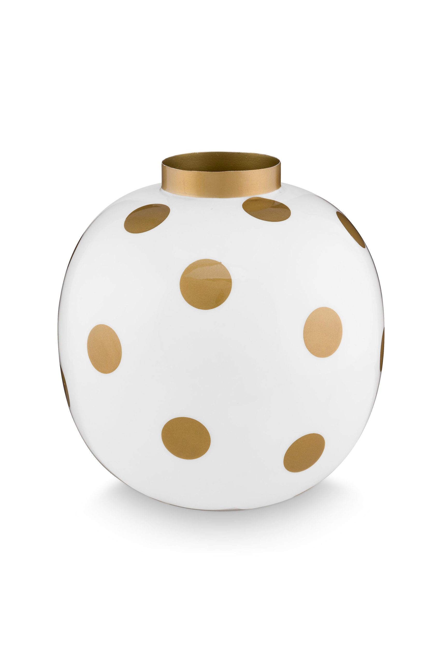 Pip Studio Vaas Dots - Metaal - Wit/ Goud - 23cm