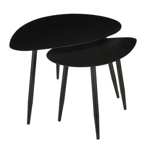 Mica Decorations Bijzettafel – Set van 2 – L80 x B60 x H47 cm – Metaal Mica Decorations Bijzettafel – Set van 2 – L80 x B60 x H47 cm – Metaal