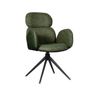 LABEL51 Eetkamerstoel Vidar – Groen Bouclé – Draaibaar – Set van 2 LABEL51 Eetkamerstoel Vidar – Groen Bouclé – Draaibaar – Set van 2
