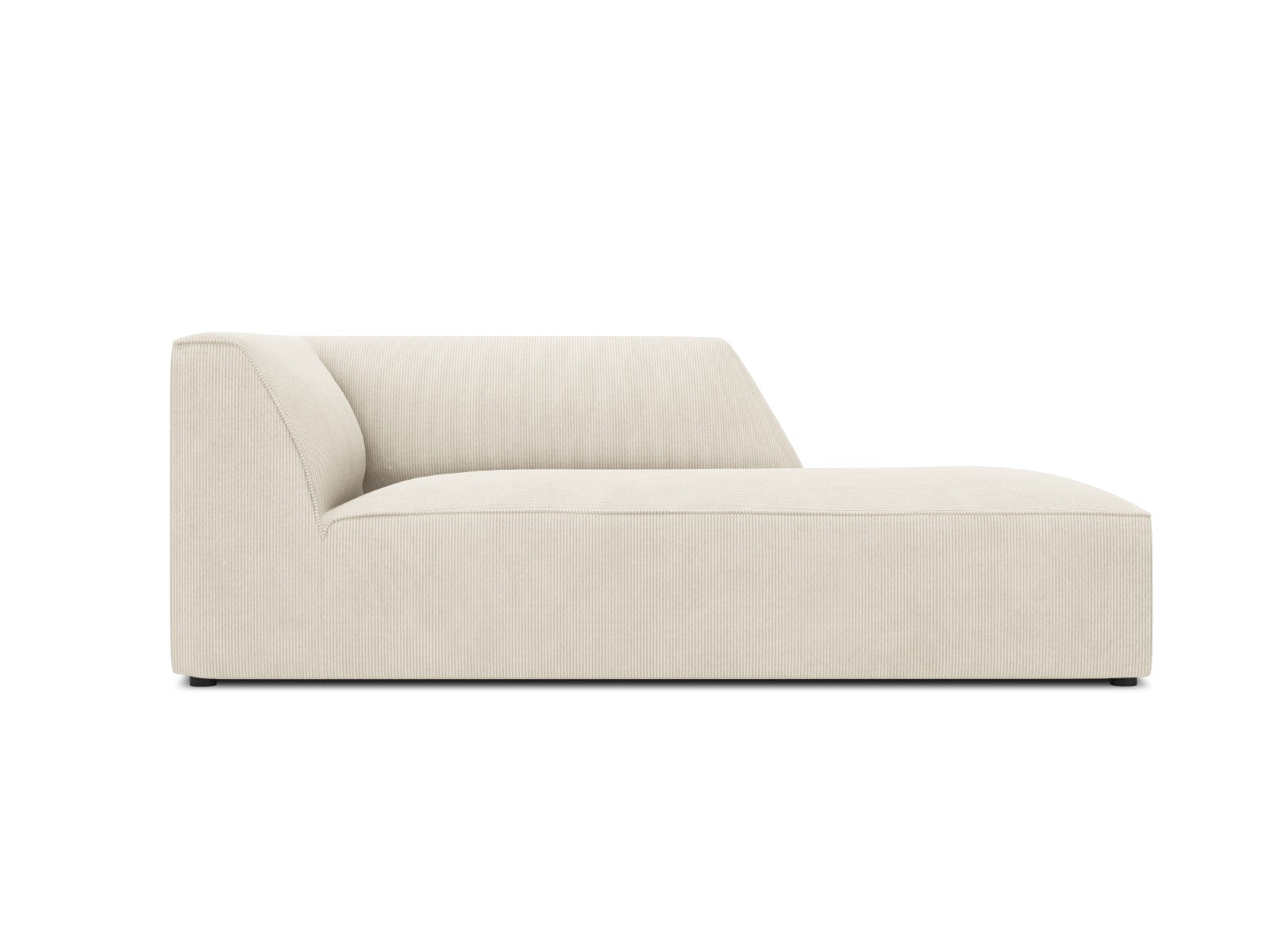 Micadoni rechter chaise longue Ruby ribfluwelen, lichtbeige - 180x93x6