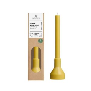 Originalhome sculpture kaars met houderr – geel Originalhome sculpture kaars met houderr – geel