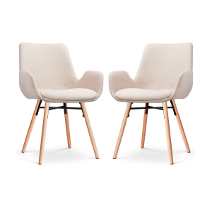Nolon Nena-Eef Eetkamerstoelen Set van 2 – Beige – Naturel Hout Nolon Nena-Eef Eetkamerstoelen Set van 2 – Beige – Naturel Hout
