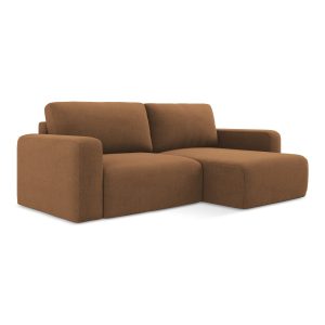 LaMiaSofa hoekbank rechts Ostia – textuurstof – terracotta – 244x149x7