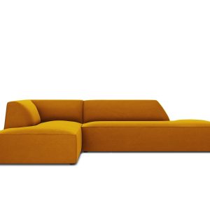 Micadoni linker hoekbank Ruby 4-zits, flueel, geel – 180x273x69cm Micadoni linker hoekbank Ruby 4-zits, flueel, geel – 180x273x69cm