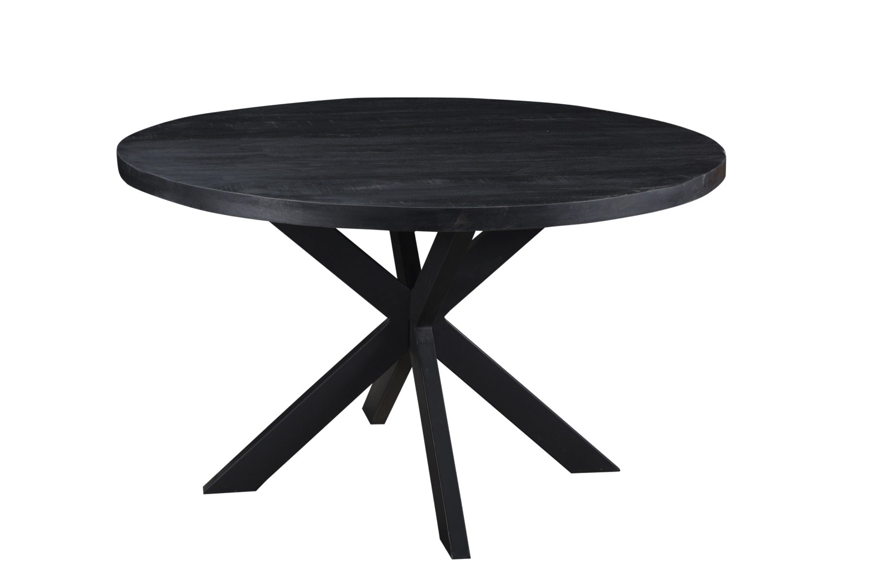 Livingfurn - Eetkamertafel Kala Round Black - Spider Leg - Mango Hout