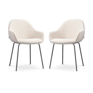 Nolon Nora-Mae Eetkamerstoelen Set van 2 – Bouclé Beige – Zwarte Poten Nolon Nora-Mae Eetkamerstoelen Set van 2 – Bouclé Beige – Zwarte Poten