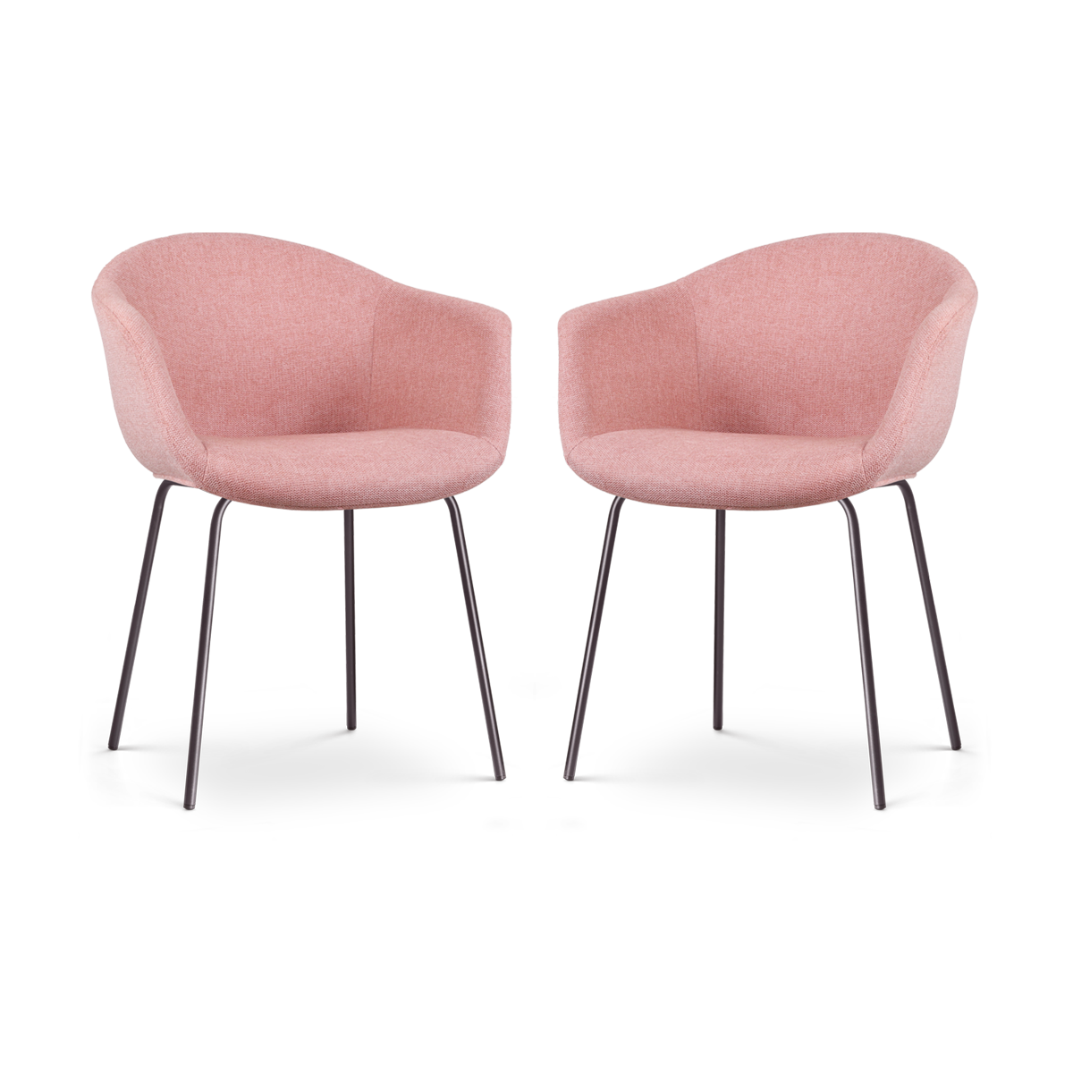 Nolon Nora-Otis Eetkamerstoelen Set van 2 - Zacht Roze - Zwarte Poten