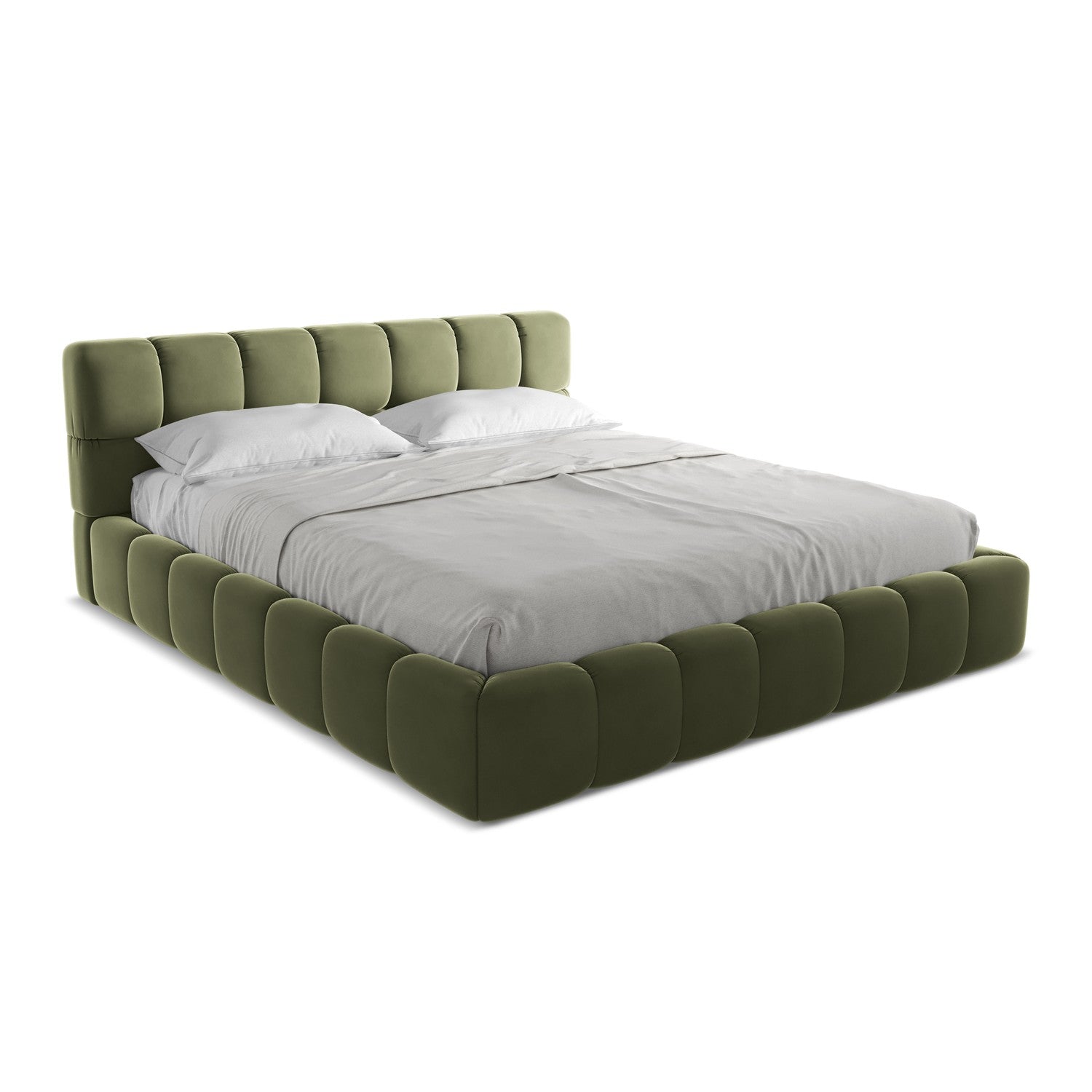 LaMiaSofa Bed met opbergruimte Roma - velours - olijf - 200x228x82