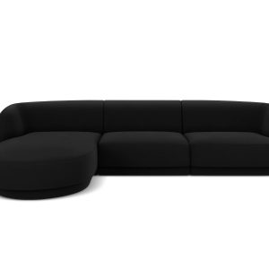 Micadoni linker hoekbank Miley 4-zits, flueel, zwart – 156x255x70cm Micadoni linker hoekbank Miley 4-zits, flueel, zwart – 156x255x70cm