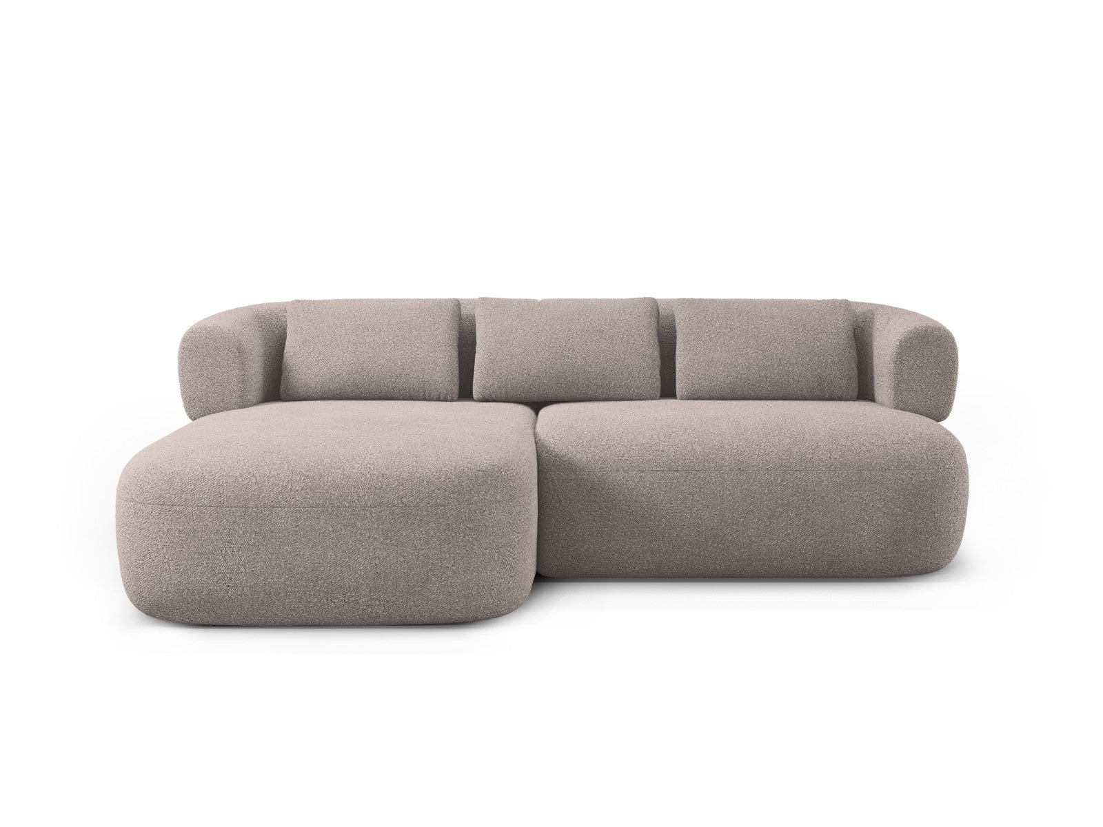 Micadoni linker hoekbank Jenny 5-zits, boucle lichtbruin - 145x200x73c