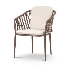 Lisomme Noor rotan tuinstoel bruin – met beige zitkussens Lisomme Noor rotan tuinstoel bruin – met beige zitkussens